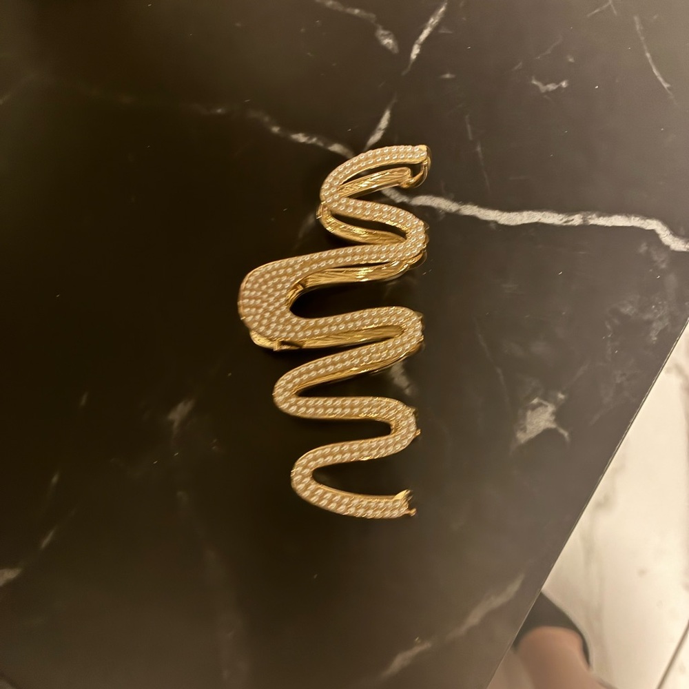 Gold and Cream Snake Brooch